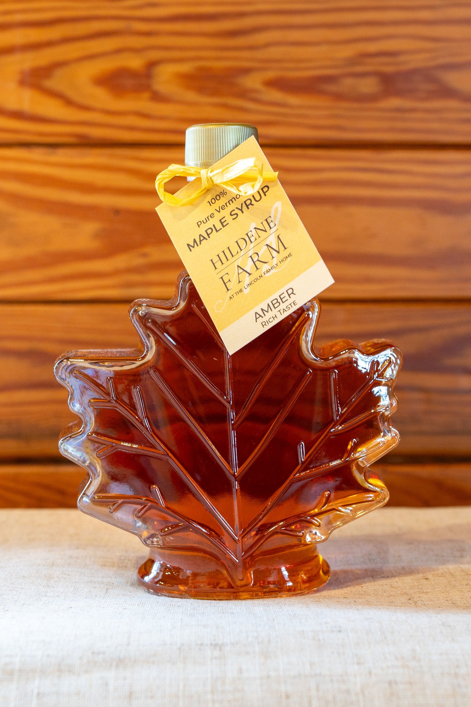Hildene Maple Syrup Glass Leaf Lrg.
