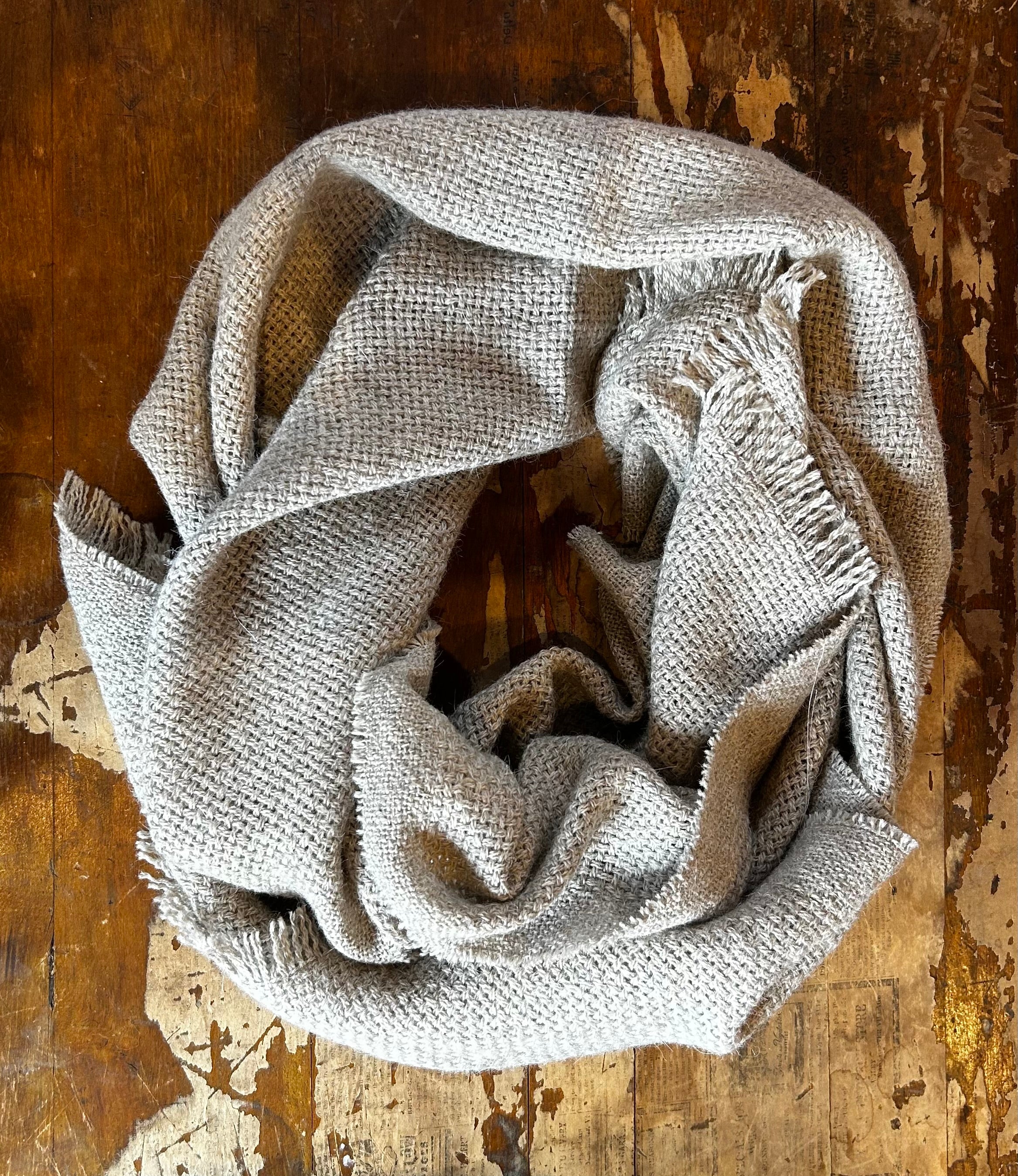 Hildene Basketweave Scarf- Oatmeal