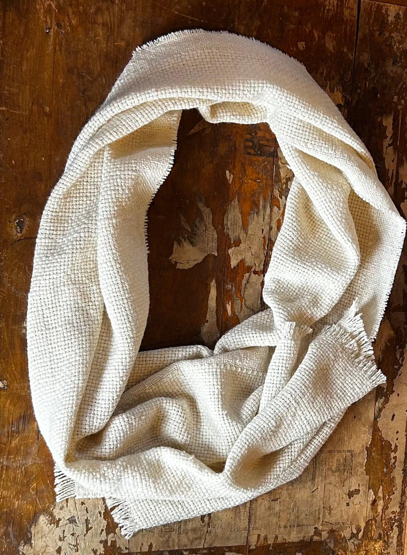 Hildene Basketweave Scarf- Ivory
