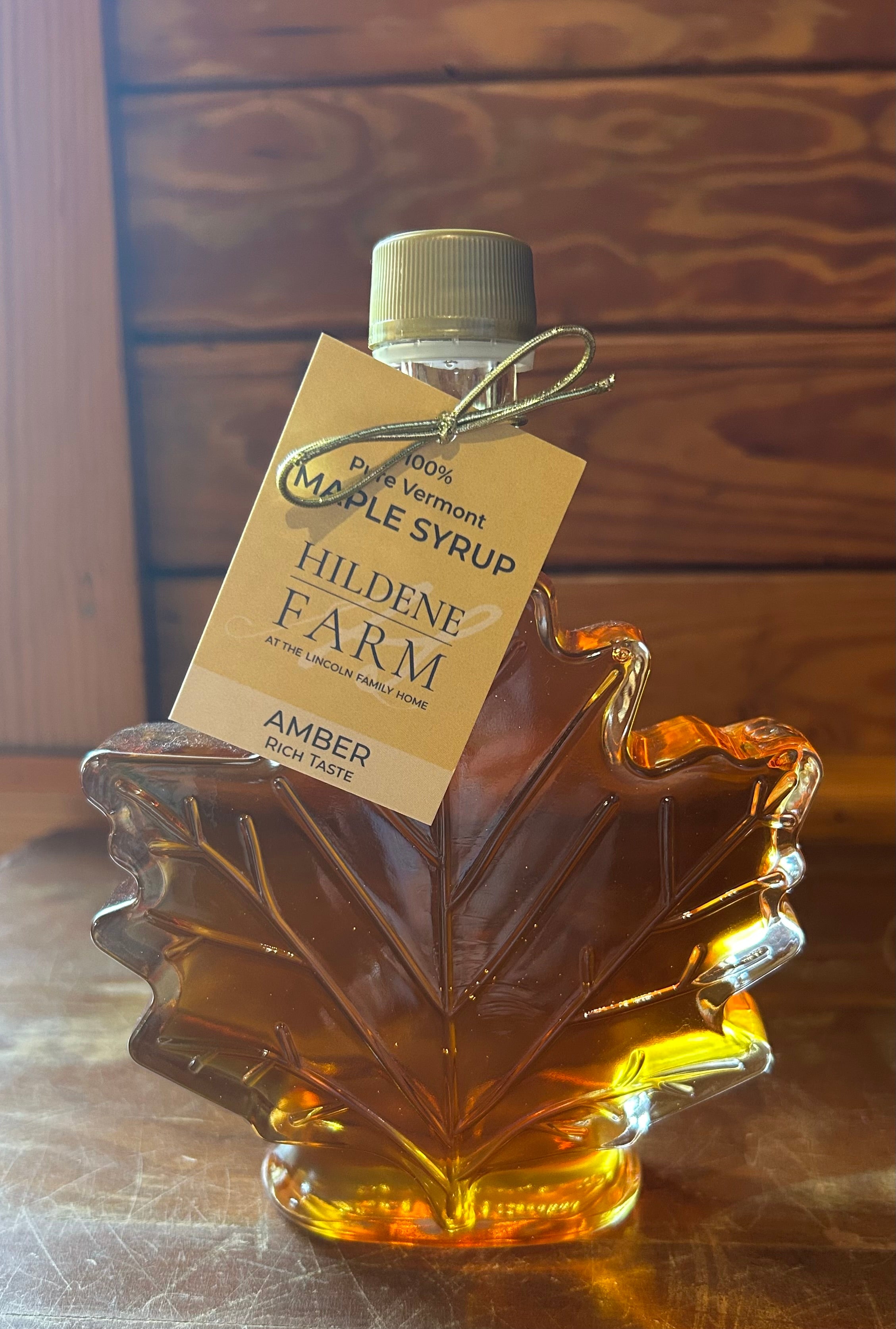 Hildene Maple Syrup Glass Leaf Large- 250 ml