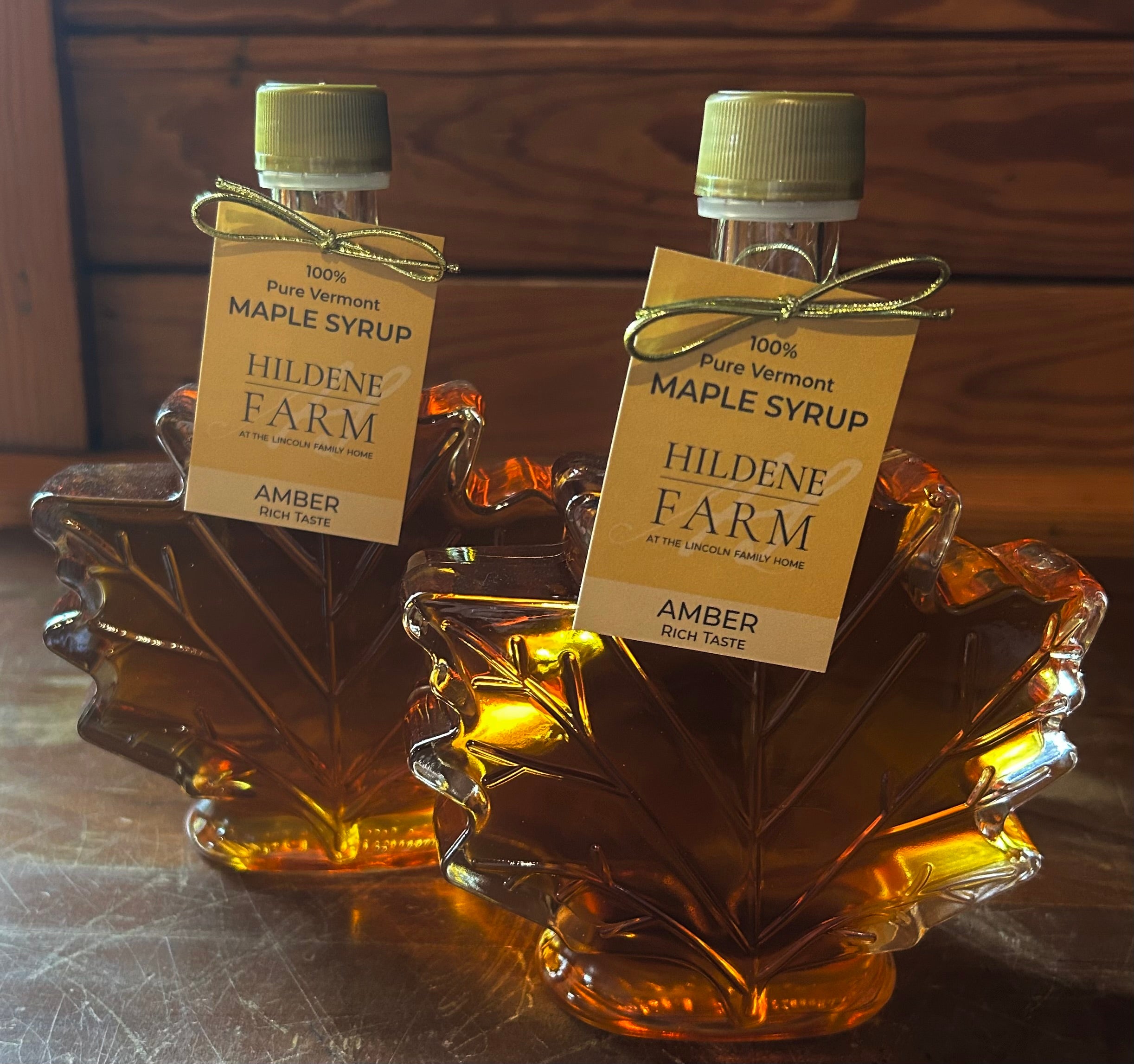 Hildene Maple Syrup Glass Leaf Large- 250 ml