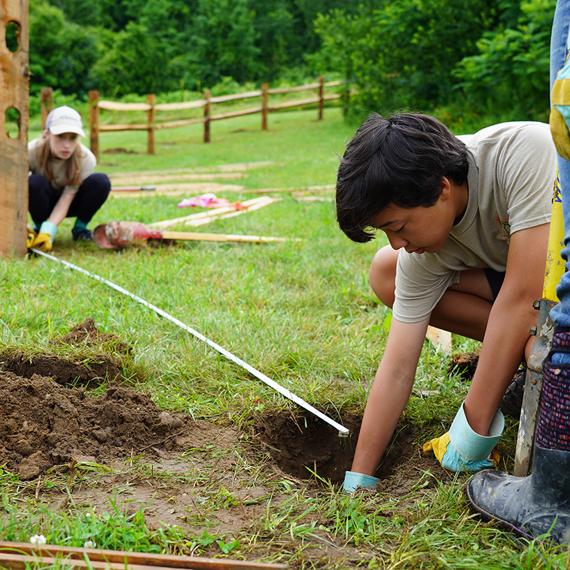 Hildene Youth Corps 2021, measuring for accuracy