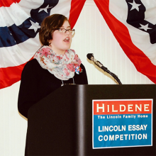 One winner reads her essay at the 2019 Awards Luncheon at Hildene