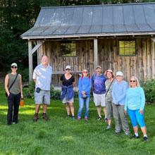 Members gather for weekly walk around the grounds at Hildene.